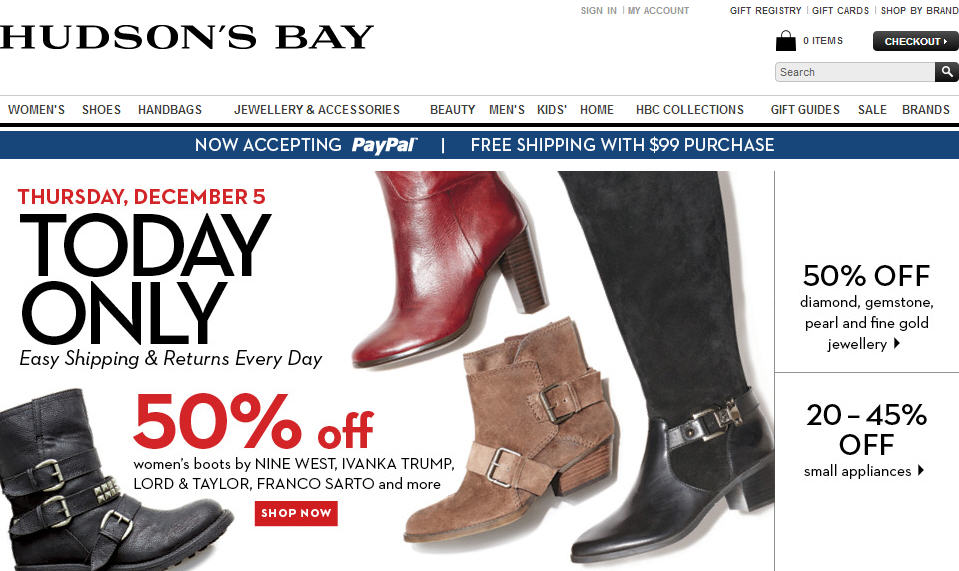 hudson bay boots sale