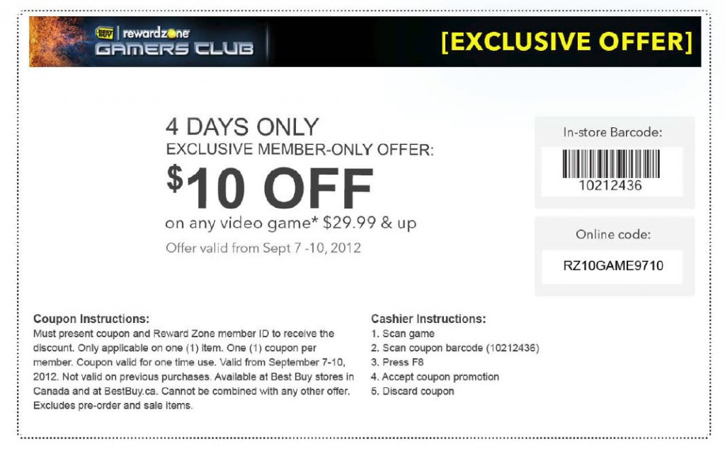 Best Buy: $10 Off any Game $29.99+ Coupon for Reward Zone Members (Until  Sept 10) - Vancouver Deals Blog