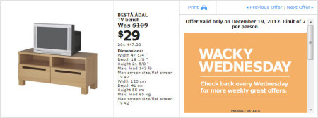 IKEA - Vancouver Wacky Wednesday Deal of the Day (Dec 19) Richmnd A