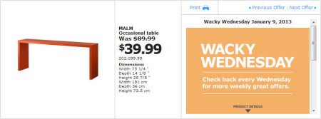 IKEA - Vancouver Wacky Wednesday Deal of the Day Coquitlam (Jan 9) A