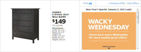 IKEA - Vancouver Wacky Wednesday Deal of the Day (Jan 2) Richmond A