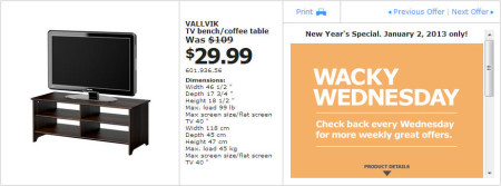 IKEA - Vancouver Wacky Wednesday Deal of the Day (Jan 2) Richmond C