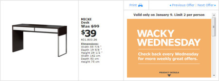 IKEA - Vancouver Wacky Wednesday Deal of the Day (Jan 9) A