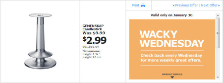 IKEA - Vancouver Wacky Wednesday Deal of the Day Richmond (Jan 30)