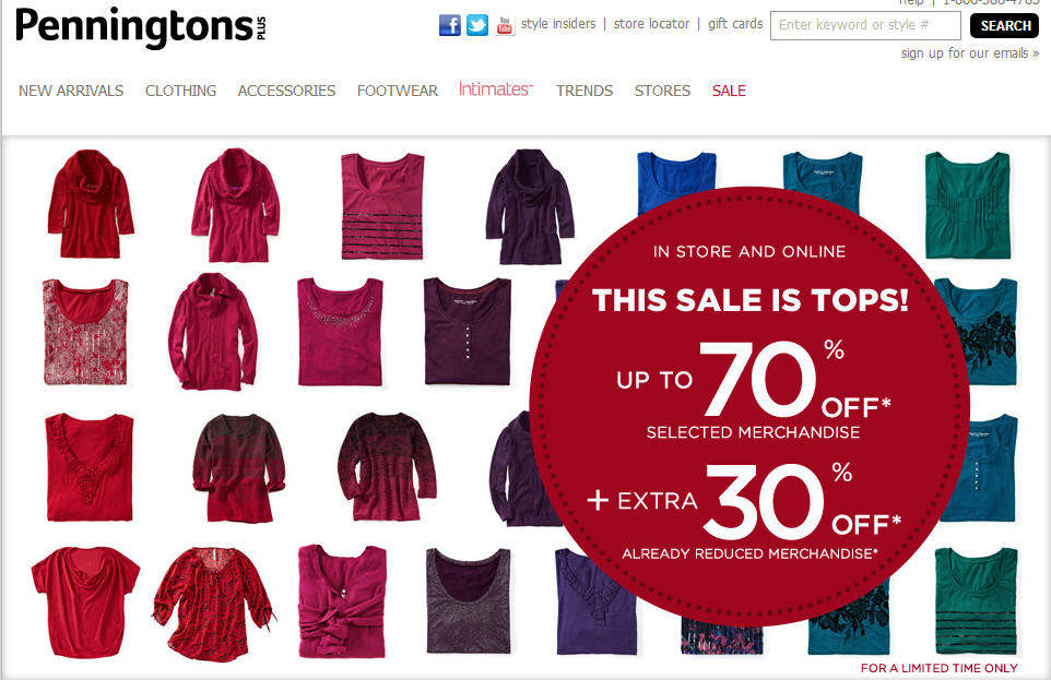 Penningtons Up to 70 Off Selet Merchandise Extra 30 Off Sale Merchandise