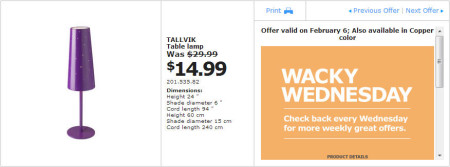 IKEA - Vancouver Wacky Wednesday Deal of the Day Coquitlam (Feb 6) A