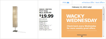 IKEA - Vancouver Wacky Wednesday Deal of the Day RICHMOND (Feb 13) A