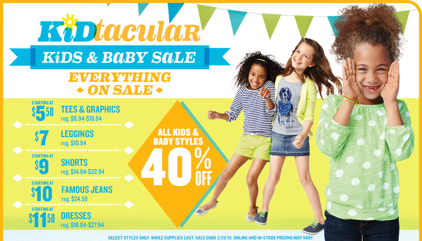Old Navy Kidtacular Sale - 40 Off All Kids and Baby Styles (Until Feb 20)