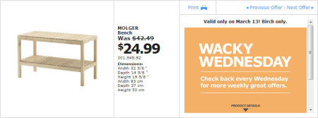 IKEA - Vancouver Wacky Wednesday Deal of the Day Richmond (March 13) A