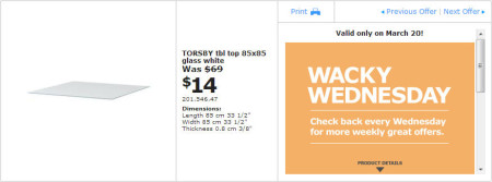 IKEA - Vancouver Wacky Wednesday Deal of the Day Richmond (March 20) A