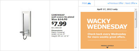 IKEA - Vancouver Wacky Wednesday Deal of the Day Coquitlam (April 17) A