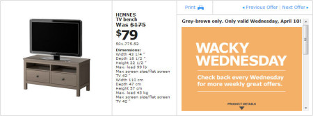 IKEA - Vancouver Wacky Wednesday Deal of the Day Richmond (April 10) A