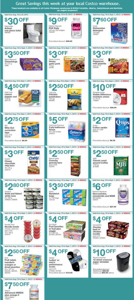 Costco Weekly Handout Instant Savings Coupons WEST (Aug 19 - Sept 1)