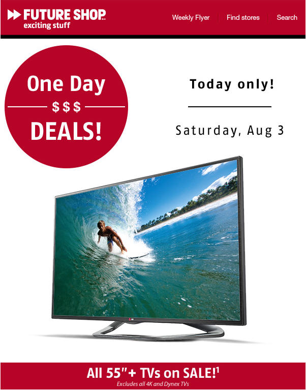 Future Shop All 55 TVs on Sale Today Only (Aug 3)