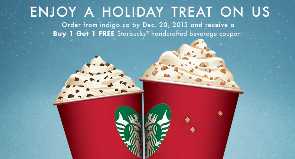 Chapters Indigo Free Starbucks BOGO Coupon with Any Online Purchase (Until Dec 20)