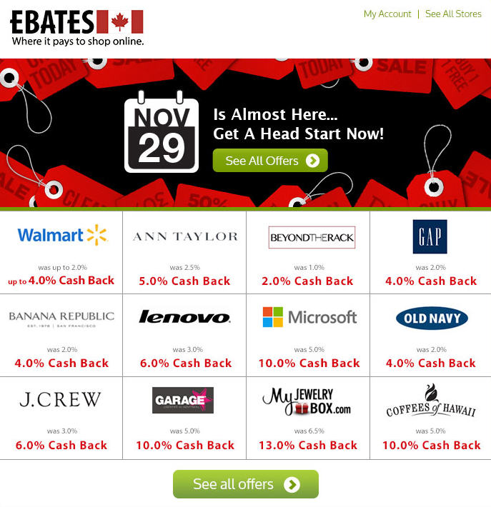 Ebates Black Friday with Double Cash Back Offers