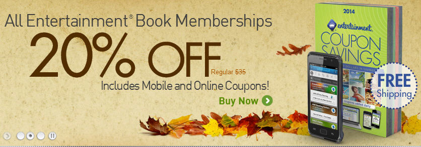Entertainment Books 20 Off Coupon Books + Free Shipping (Until Nov 19)