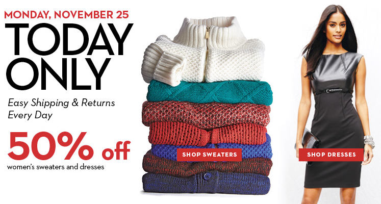 Hudsons Bay One Day Sales - 50 Off Women's Sweaters and Dresses (Nov 25)