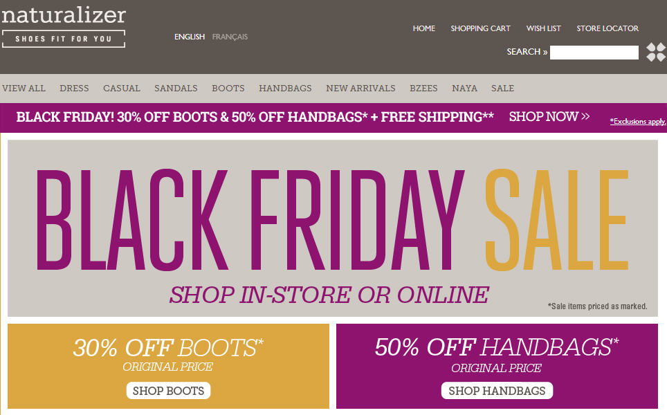 Naturalizer Black Friday - 30 Off All Boots 50 Off All Handbags + Free Shipping (Nov 29)