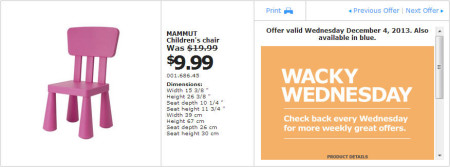 IKEA - Vancouver Wacky Wednesday Deal of the Day (Dec 4) A