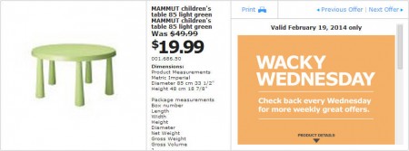 IKEA - Vancouver Wacky Wednesday Deal of the Day (Feb 19) B
