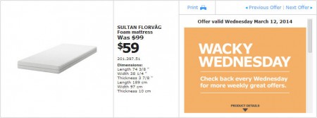 IKEA - Vancouver Wacky Wednesday Deal of the Day (Mar 12) A