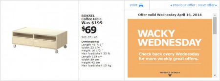 IKEA - Vancouver Wacky Wednesday Deal of the Day (Apr 16) A
