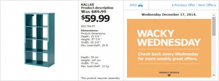 IKEA - Vancouver Wacky Wednesday Deal of the Day (Dec 17) B