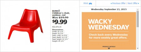 IKEA - Vancouver Wacky Wednesday Deal of the Day (Sept 23) A