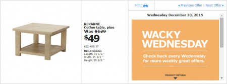 IKEA - Vancouver Wacky Wednesday Deal of the Day (Dec 30) A