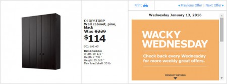 IKEA - Vancouver Wacky Wednesday Deal of the Day (Jan 13) A