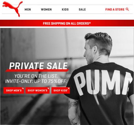 PUMA Private Sale - Save up to 75 Off + Free Shipping (Apr 27-28)