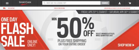 Sport Chek Flash Sale Today Only - Minimum 50 Off + Free Shipping All Orders (Apr 29)