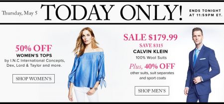 TheBay Today Only - 50 Off Women's Tops, $179.99 for Men's Calvin Klein Wool Suits (May 5)